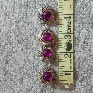 Four vtg purple and gold buttons